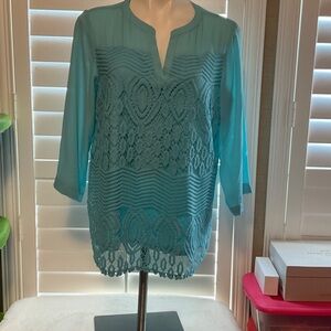 Elegant Teal Lace Blouse